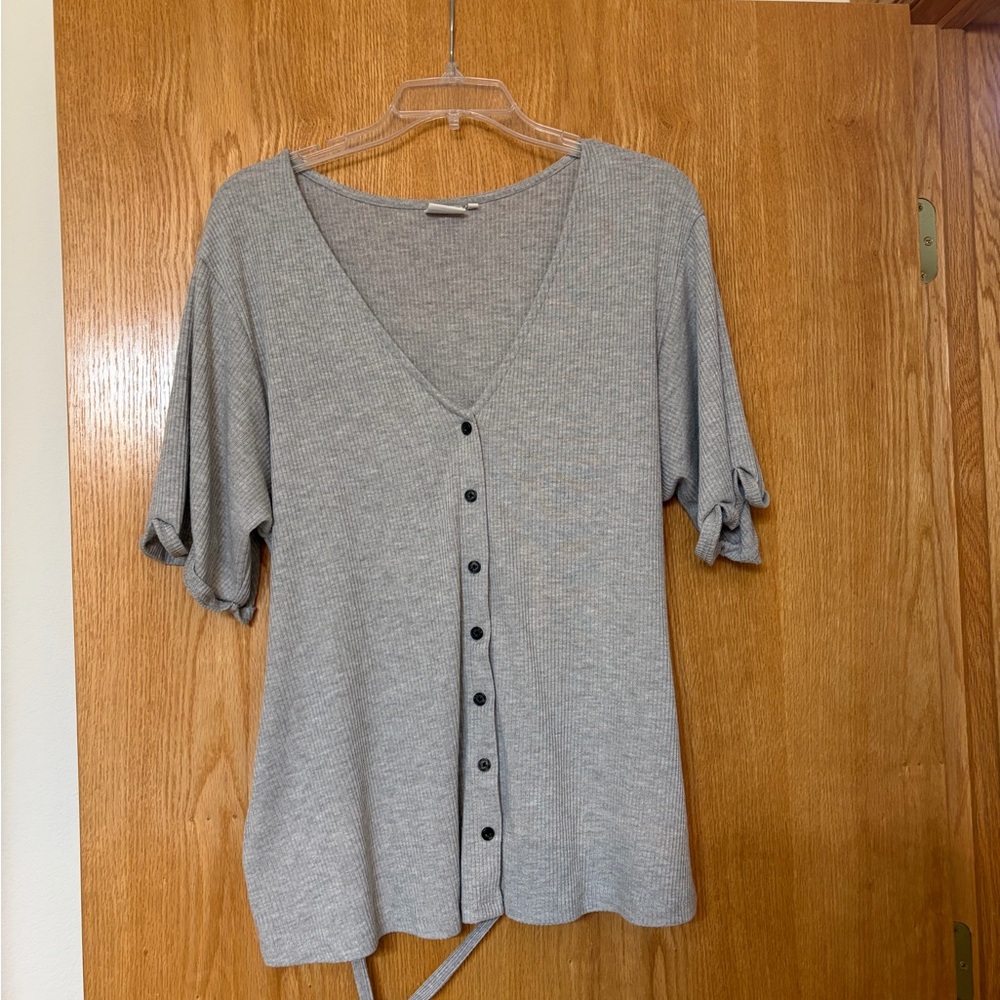 Gray Button-Up Women's Light Weight Sweater